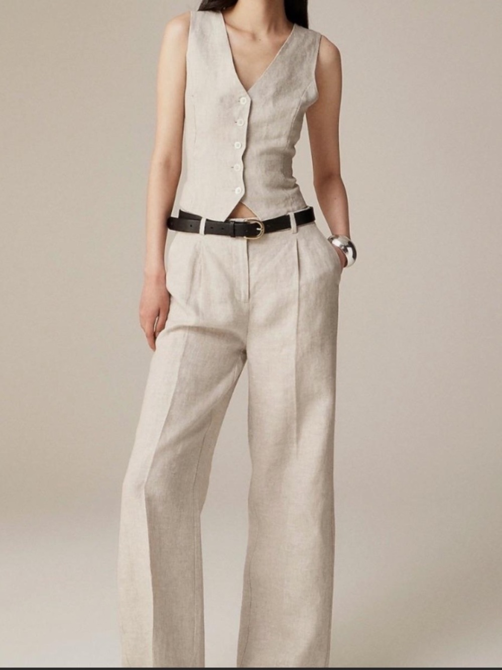 NWT J.Crew Essential Wide Leg Pants in Linen - Beige / Flax